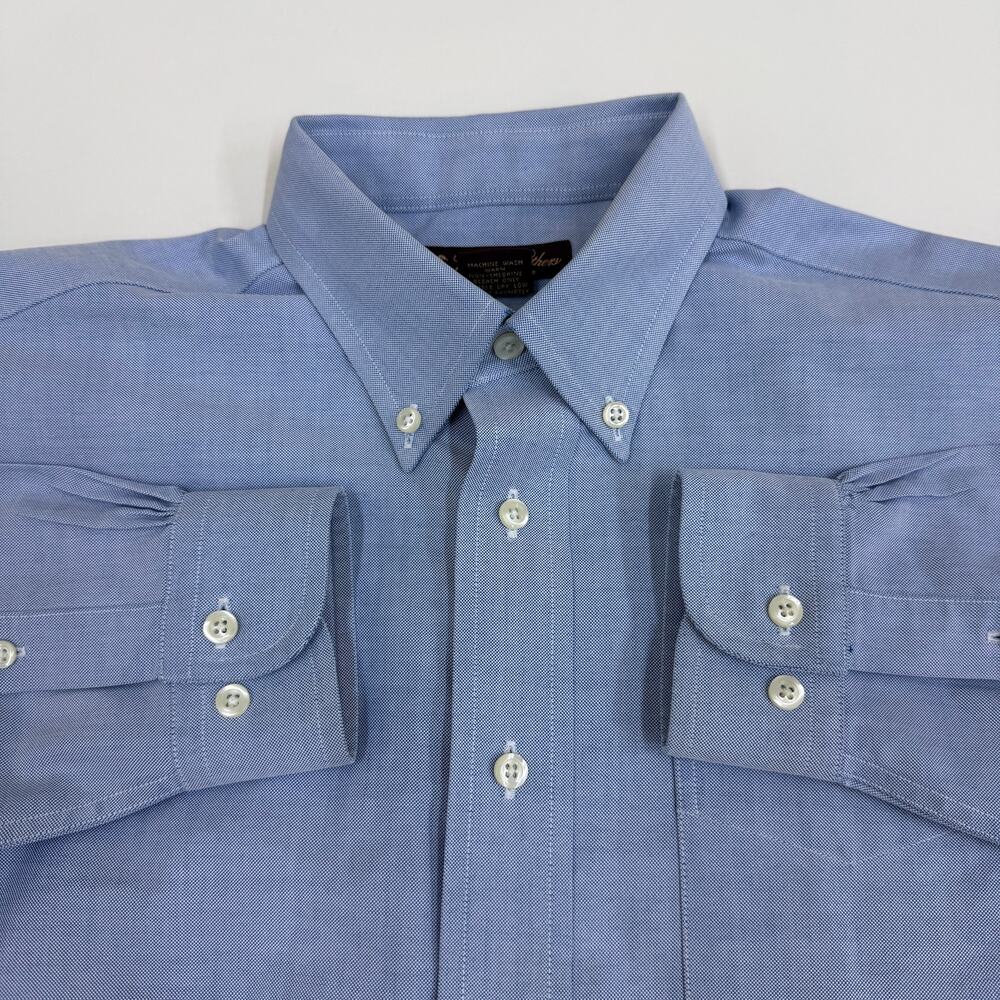 Brooks Brothers Mens 16 Non-Iron Supima Oxford Button-Down Shirt Blue OCBD